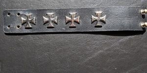 Designer Leather Gerrman Crosses Bracelet